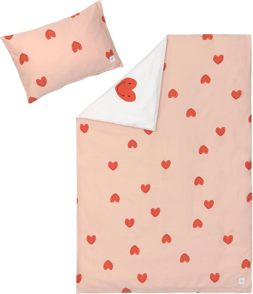 LÄSSIG Kinder Bettwäsche Set aus Bio Baumwolle GOTS zertifiziert 2-teilig/Bedding Set Heart peach rose/milky Bild 1