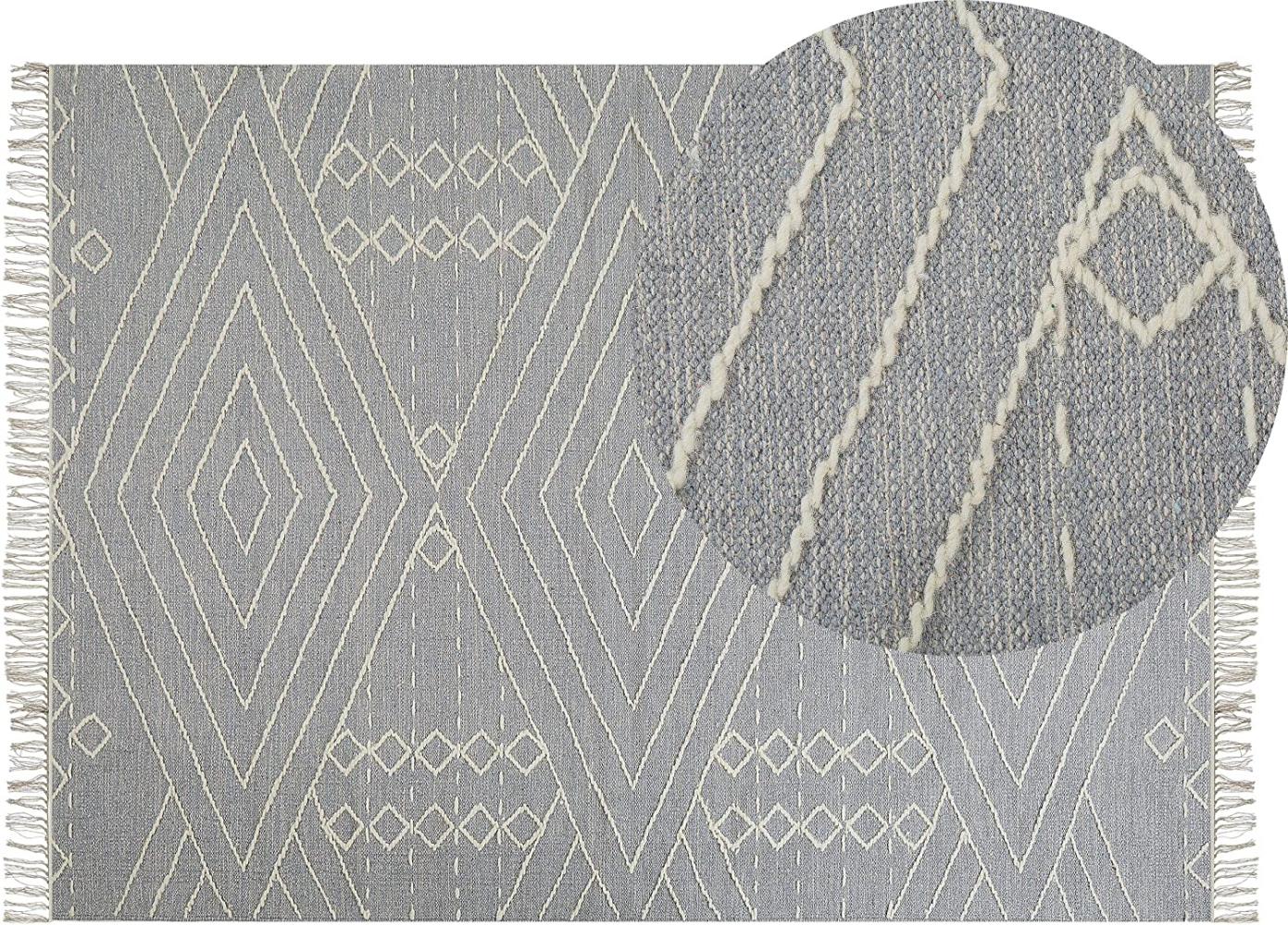 Teppich Baumwolle grau weiß 140 x 200 cm geometrisches Muster Kurzflor KHENIFRA Bild 1