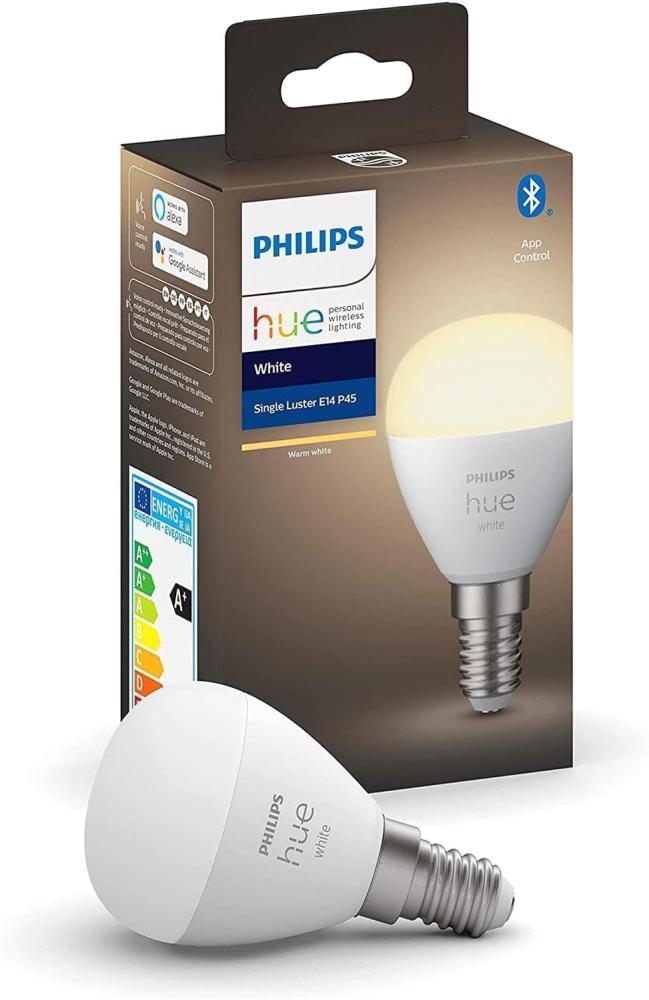 Philips Hue White E14 Luster Einzelpack 470lm, dimmbar, warmweißes Licht, steuerbar via App, kompatibel mit Amazon Alexa (Echo, Echo Dot) Bild 1