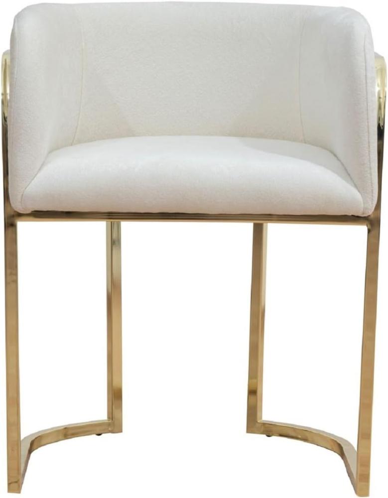 Casa Padrino Luxus Esszimmer Stuhl mit Armlehnen Creme / Gold H. 74 cm Bild 1