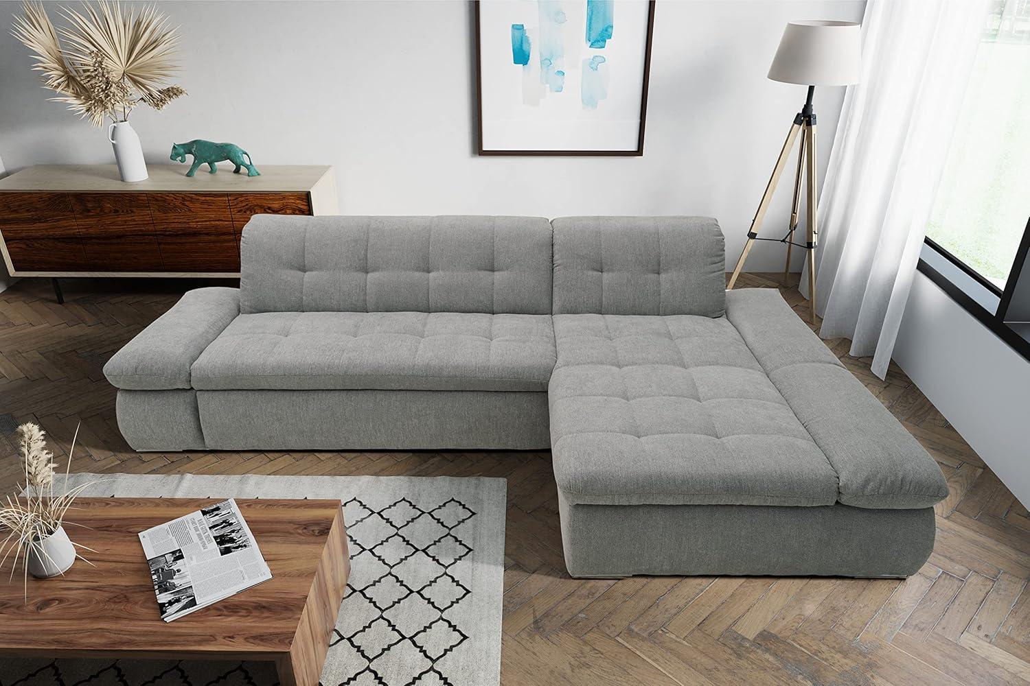 DOMO. collection Moric Couch, Ecksofa, Eckcouch, Sofa in L-Form, hellgrau, 300 x 172 x 80 cm Bild 1