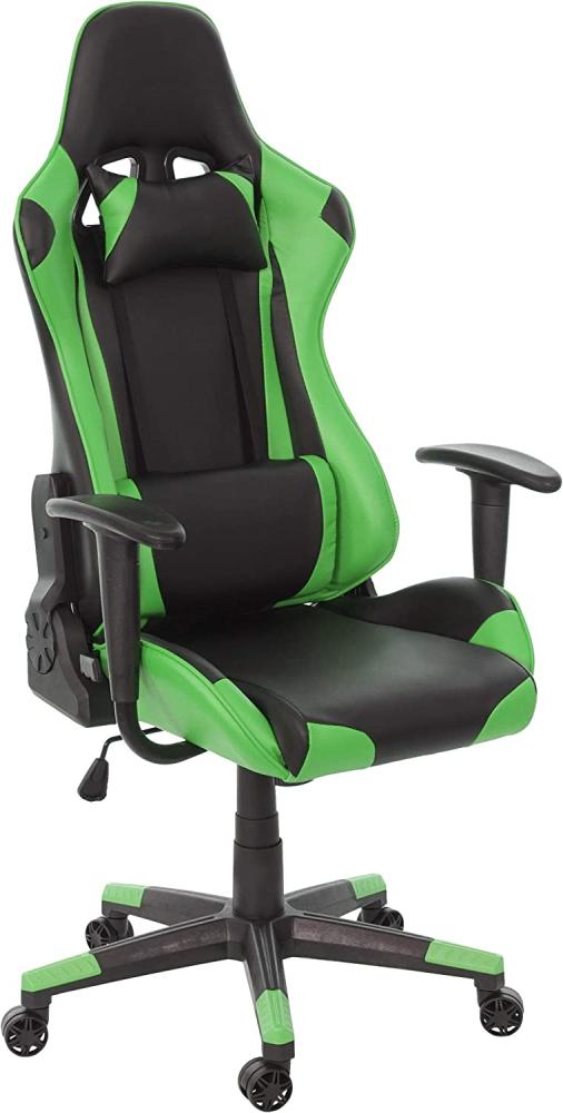 Bürostuhl HWC-D25, Schreibtischstuhl Gamingstuhl Chefsessel Bürosessel, 150kg belastbar Kunstleder ~ schwarz/grün Bild 1