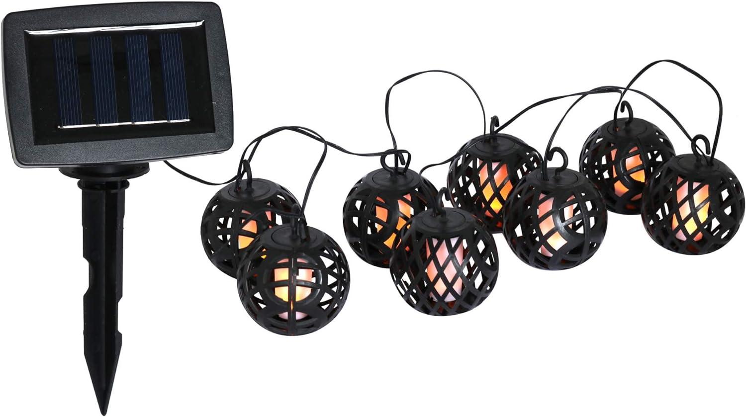 Solar Lichterkette mit 8 Lampion Kugel Laternen Flammeneffekt 80 SMD LED Bild 1