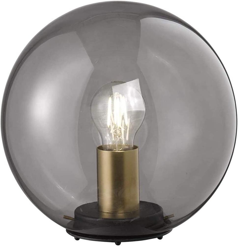 Kleine LED Tischleuchte Rauchglas Schwarz mit Messing - Kugel Ø 25cm Bild 1