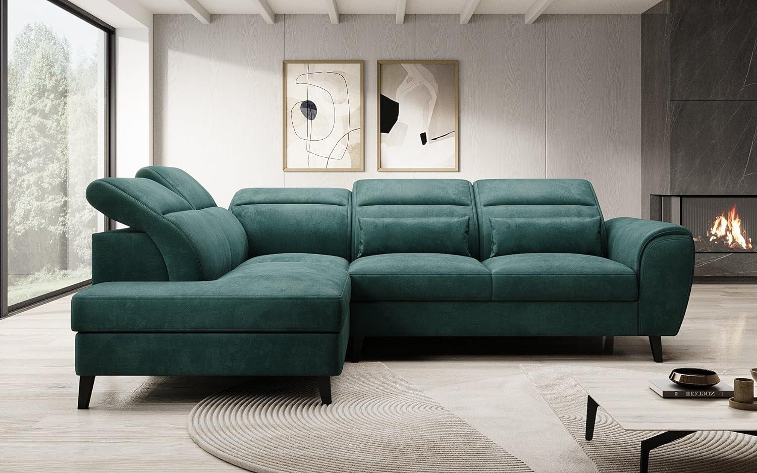 Designer Sofa Nobile mit verstellbarer Rückenlehne Samt Grün Links Bild 1