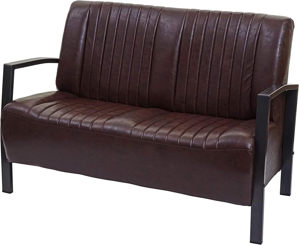 2er Sofa HWC-H10, Couch Zweisitzer, Metall Kunstleder Industrie-Design ~ vintage braun Bild 1
