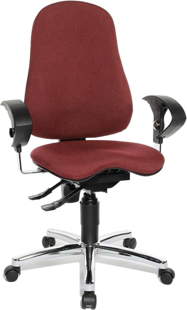 Topstar SI59UG27, Sitness 10 ergonomischer Bürostuhl, Schreibtischstuhl, inkl. höhenverstellbaren Armlehnen, Bezugsstoff bordeaux / rot Bild 1