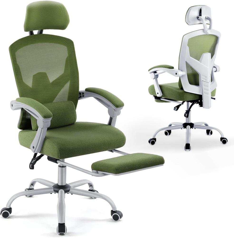 DUMOS Bürostuhl Ergonomisch EIN Schreibtischstuhl mit Komfortarmlehnen Ausgestattet mit Einer Bequemen Lendenwirbelstütze und Fußstütze Office Chair Geeignet für Zuhause Bild 1