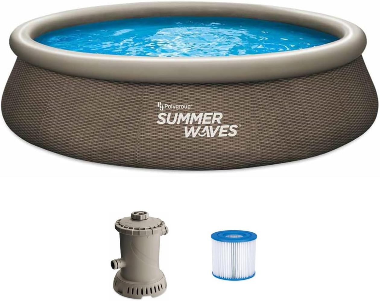Summer Waves Quick Up Pool | aufblasbarer Pool rund | Rattanoptik braun | Ø 366x76 cm Bild 1