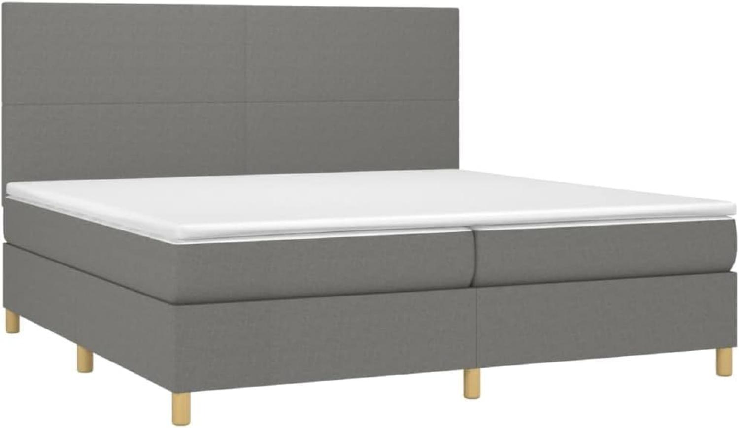 vidaXL Boxspringbett mit Matratze Dunkelgrau 200x200 cm Stoff, Härtegrad: H2 [3142202] Bild 1