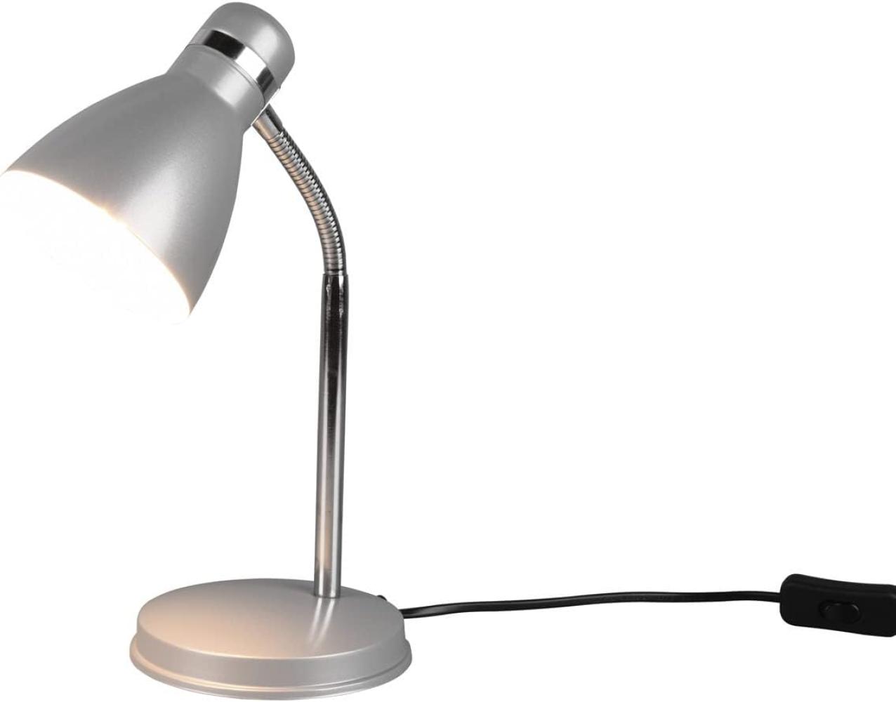 LED Schreibtischleuchte flexibel, Chrom & Metallschirm Titan, 33cm Bild 1