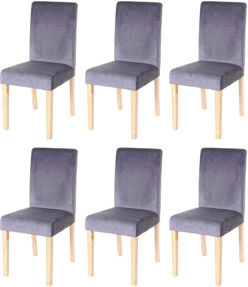 6er-Set Esszimmerstuhl Stuhl Küchenstuhl Littau, Samt ~ grau, helle Beine Bild 1