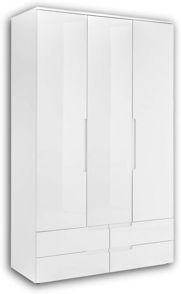 Kleiderschrank Stauraumschrank Drehtüren 58-733-13 Weiß Hochglanz ca. 126 x 208 x 57 cm Bild 1