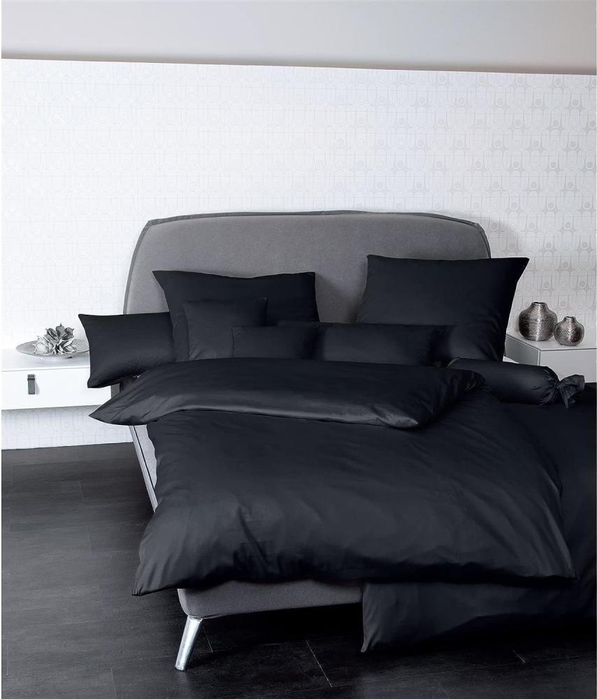 Janine Mako Satin Bettwäsche 2 teilig Bettbezug 155 x 200 cm Kopfkissenbezug 80 x 80 cm Colors 31001-98 schwarz Bild 1