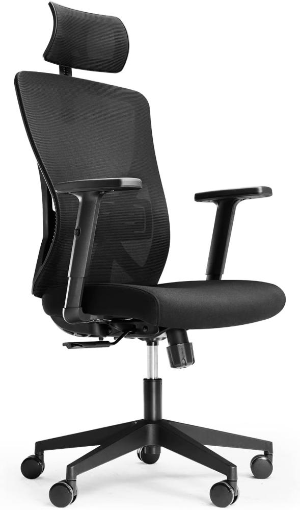 Novilla Bürostuhl Ergonomisch Schreibtischstuhl mit Verstellbarer Lendenwirbelstütze, 2D Kopfstütze und Armlehne, Höhenverstellung und Wippfunktion für Executive Arbeit und Studium Bild 1