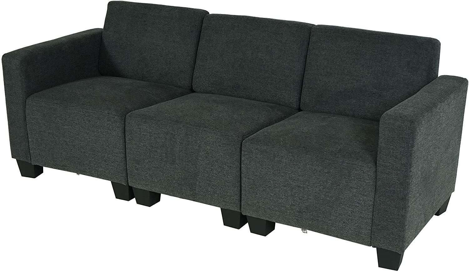Modular 3-Sitzer Sofa Couch Lyon, Stoff/Textil ~ anthrazit-grau Bild 1