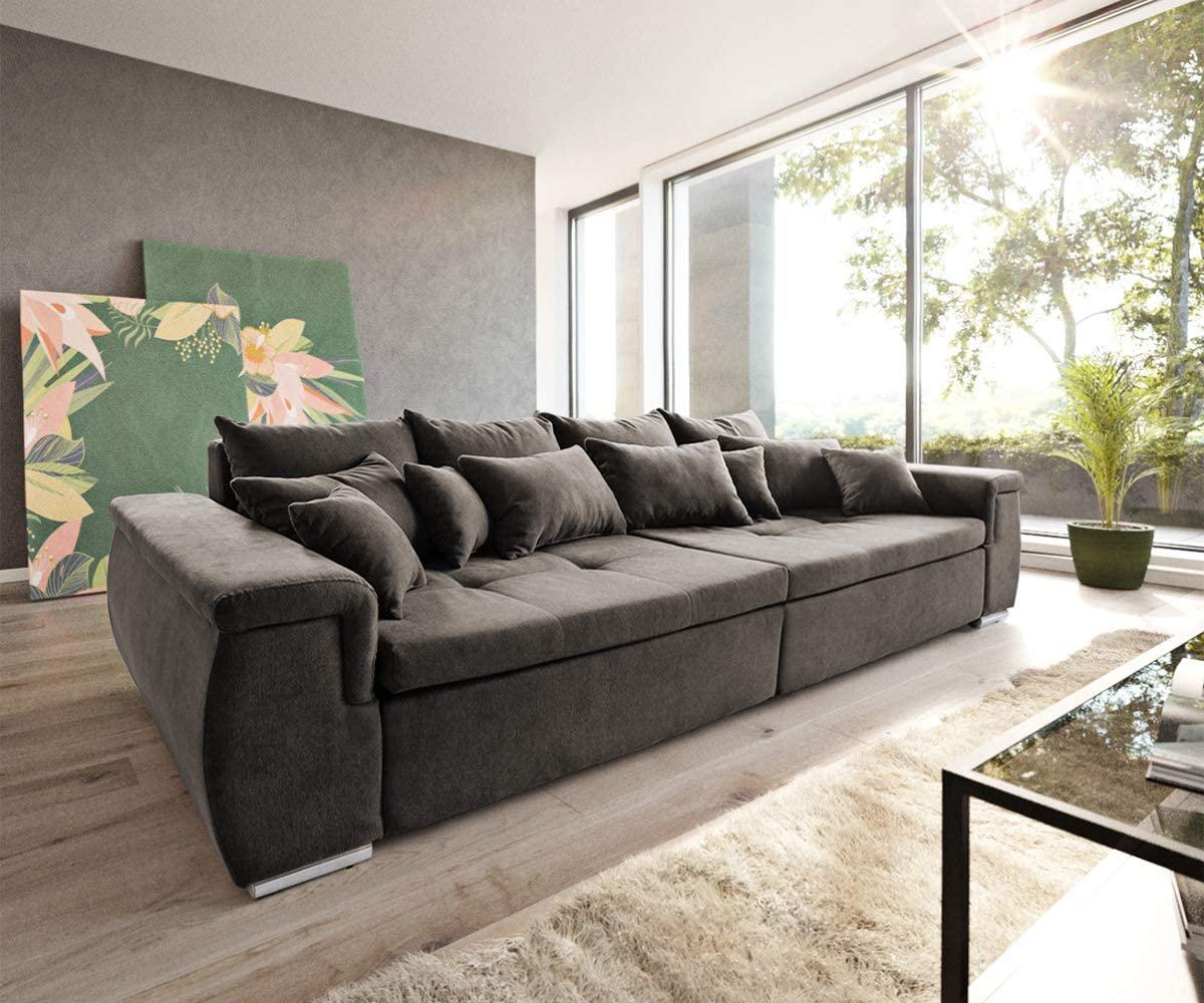 Sofa Navin 275x116 cm Khakibraun Couch mit Kissen Bild 1