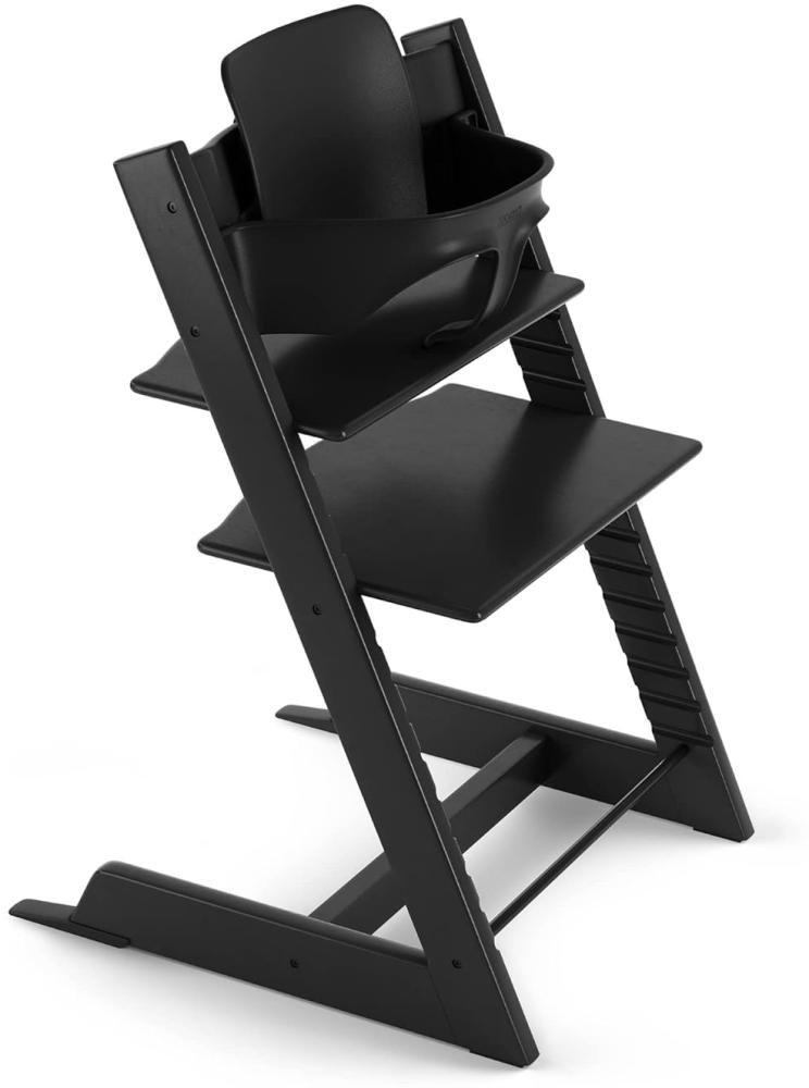 Tripp Trapp Hochstuhl von Stokke mit Baby Set, Black aus Buchenholz - Verstellbarer, anpassbarer Stuhl für Kleinkinder, Kinder & Erwachsene Bild 1