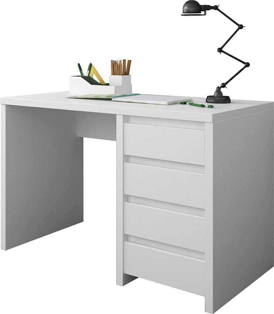Domando Schreibtisch Jesolo Modern für Büro Breite 110cm, beidseitig montierbar in Weiß Matt Bild 1