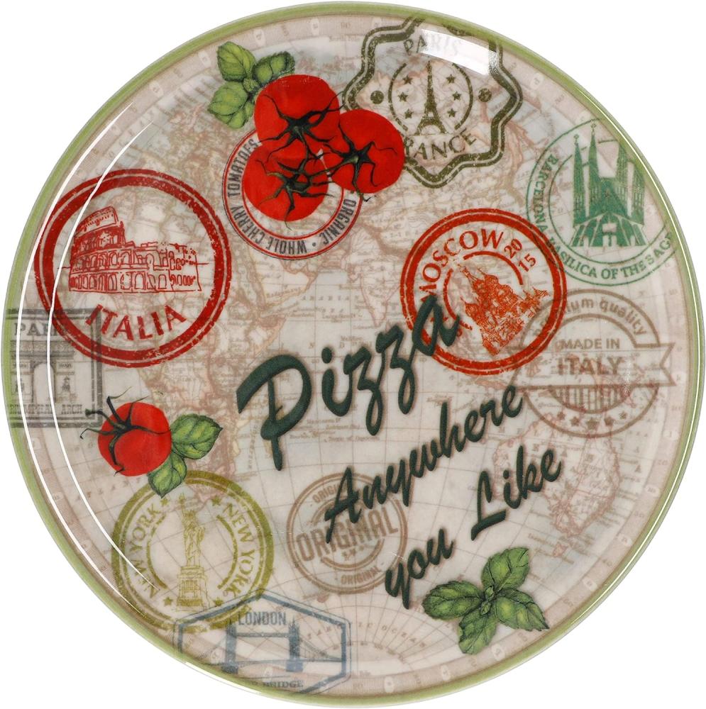 Pizzateller Moskau grün Ø 31,5 cm Servier-Platte XL-Teller Porzellan große Platte Bild 1