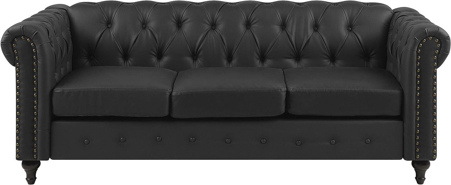 3-Sitzer Sofa Kunstleder schwarz CHESTERFIELD Bild 1