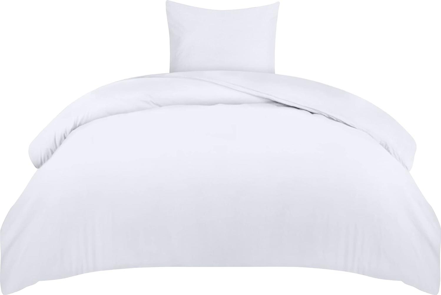 Utopia Bedding Bettwäsche 135x200 Set - Mikrofaser Bettbezug 135x200 cm + 1 Kissenbezug 80x80 cm - Weiß Bild 1