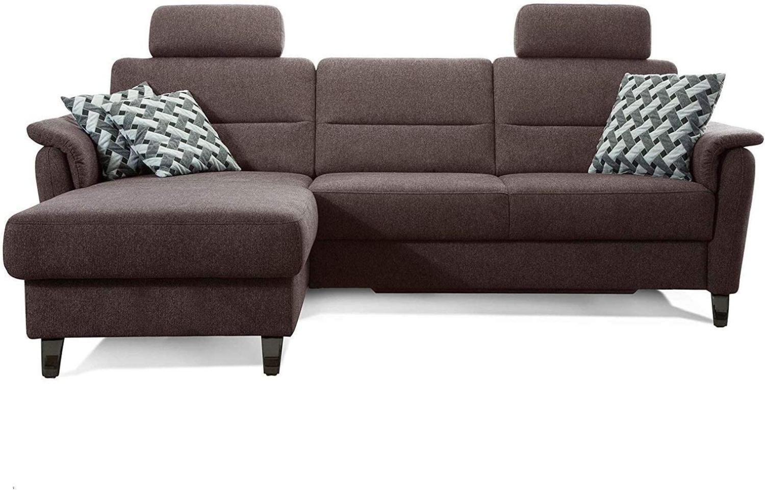 Cavadore Ecksofa Palera mit Federkern / L-Form Sofa mit Longchair links / 244 x 89 x 164 / Stoff Braun Bild 1
