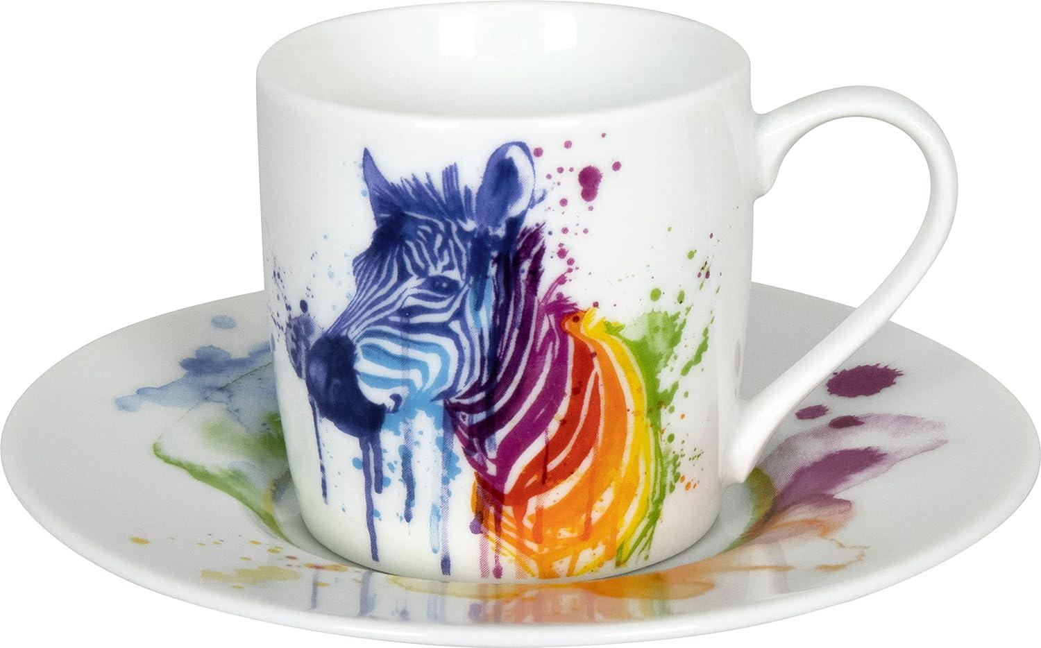 Könitz Espressotasse mit Untertasse Watercoloured Animals - Zebra, Kaffeetasse, Espressobecher, Porzellan, 85 ml, 11 5 053 2292 Bild 1