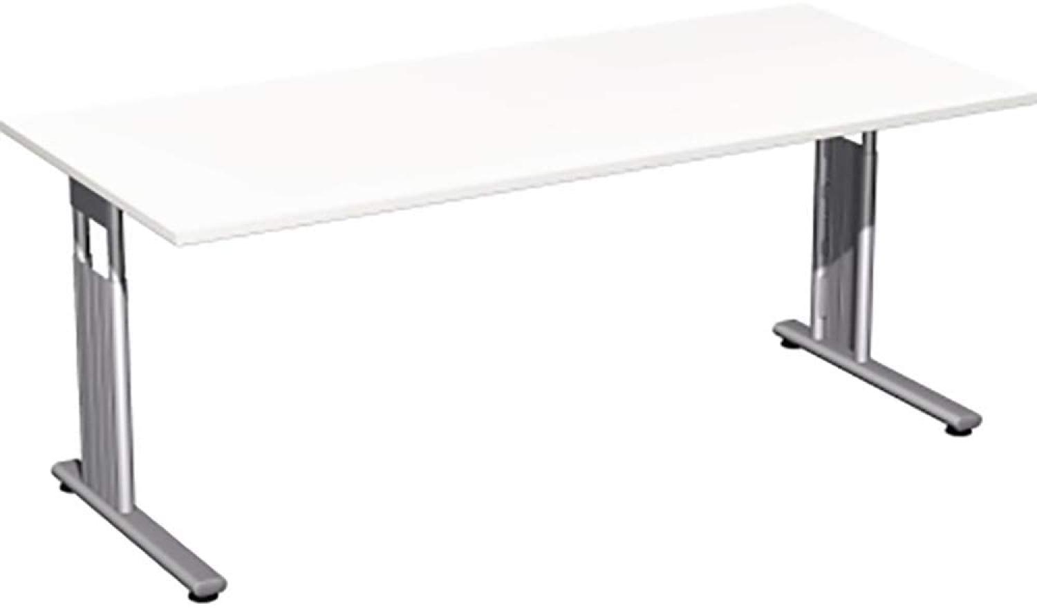 Schreibtisch, höhenverstellbar, 180x80cm, Weiß / Silber Bild 1