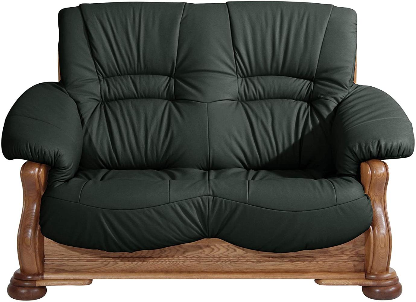 Tennessee Sofa 2-Sitzer Echtleder Dunkelgrün Eiche rustikal Bild 1