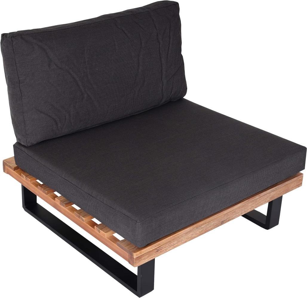 Lounge-Sessel HWC-H54, Garten-Sessel, Spun Poly Akazie Holz MVG-zertifiziert Aluminium ~ hellbraun, Polster dunkelgrau Bild 1