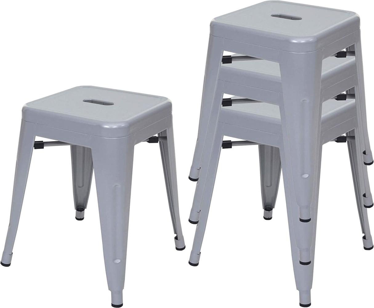4er-Set Hocker HWC-A73, Metallhocker Sitzhocker, Metall Industriedesign stapelbar ~ grau Bild 1
