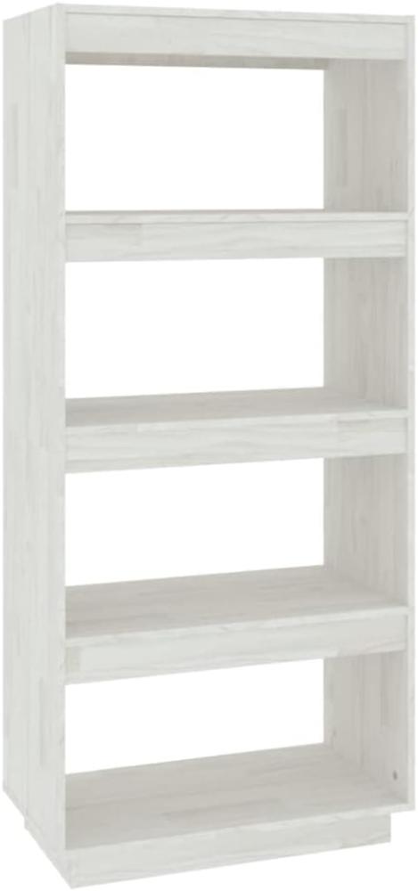 Bücherregal/Raumteiler Weiß 60x35x135 cm Massivholz Kiefer Bild 1