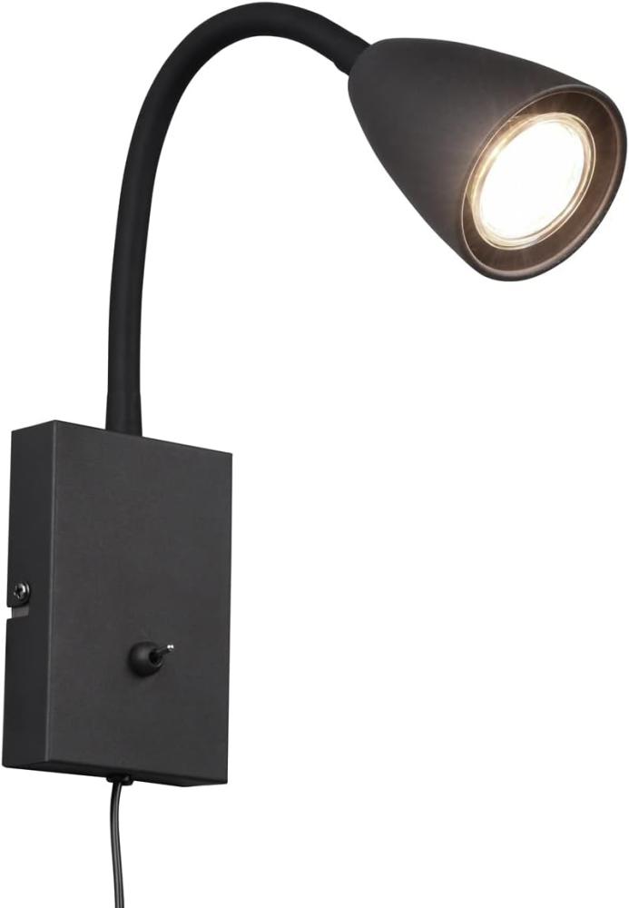 Flexible LED Leselampe, Wandleuchte mit & ohne Stecker, Schwarz matt Bild 1