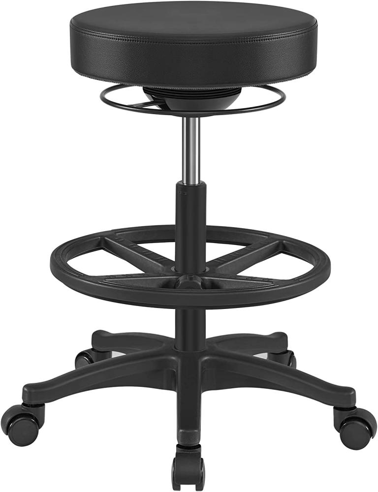 SONGMICS Bürohocker, ergonomischer Arbeitshocker, Sitzhocker, 360° Drehstuhl, höhenverstellbar, 59,5-81 cm, verstellbare Fußstütze, schwarz OSC007B01 Bild 1
