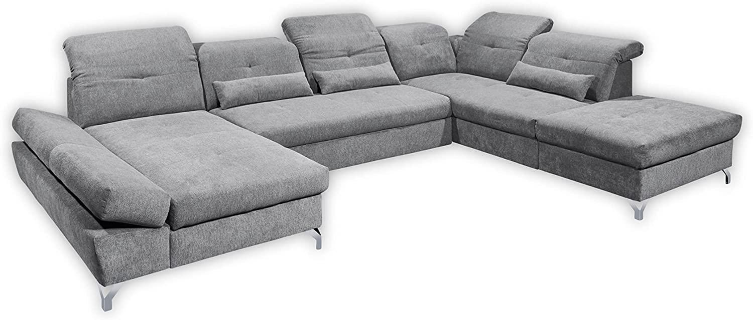 Couch MELFI Sofa Schlafcouch Wohnlandschaft Bettsofa Schlaffunktion grau U-Form Bild 1