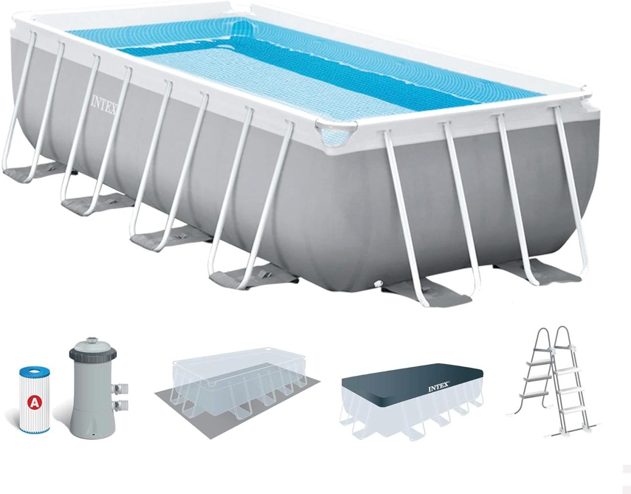 Intex 'Frame Swimming Pool Set Prism Quadra IV', grau, 488 x 244 x 107 cm, inkl. Kartuschenfilteranlage Bild 1