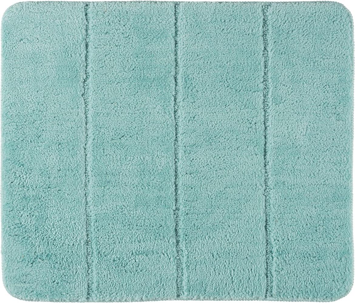 WENKO Badteppich Steps Turquoise, 55 x 65 cm - Badematte, rutschhemmend, außergewöhnlich weiche und dichte Qualität, Polyester, 55 x 65 cm, Türkis Bild 1