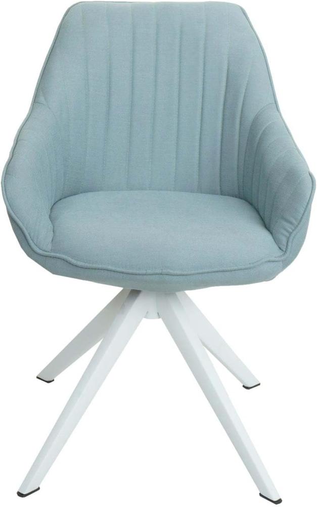 6er-Set Esszimmerstuhl HWC-K27, Küchenstuhl Stuhl mit Armlehne, drehbar Stoff/Textil ~ mint-grün Bild 1