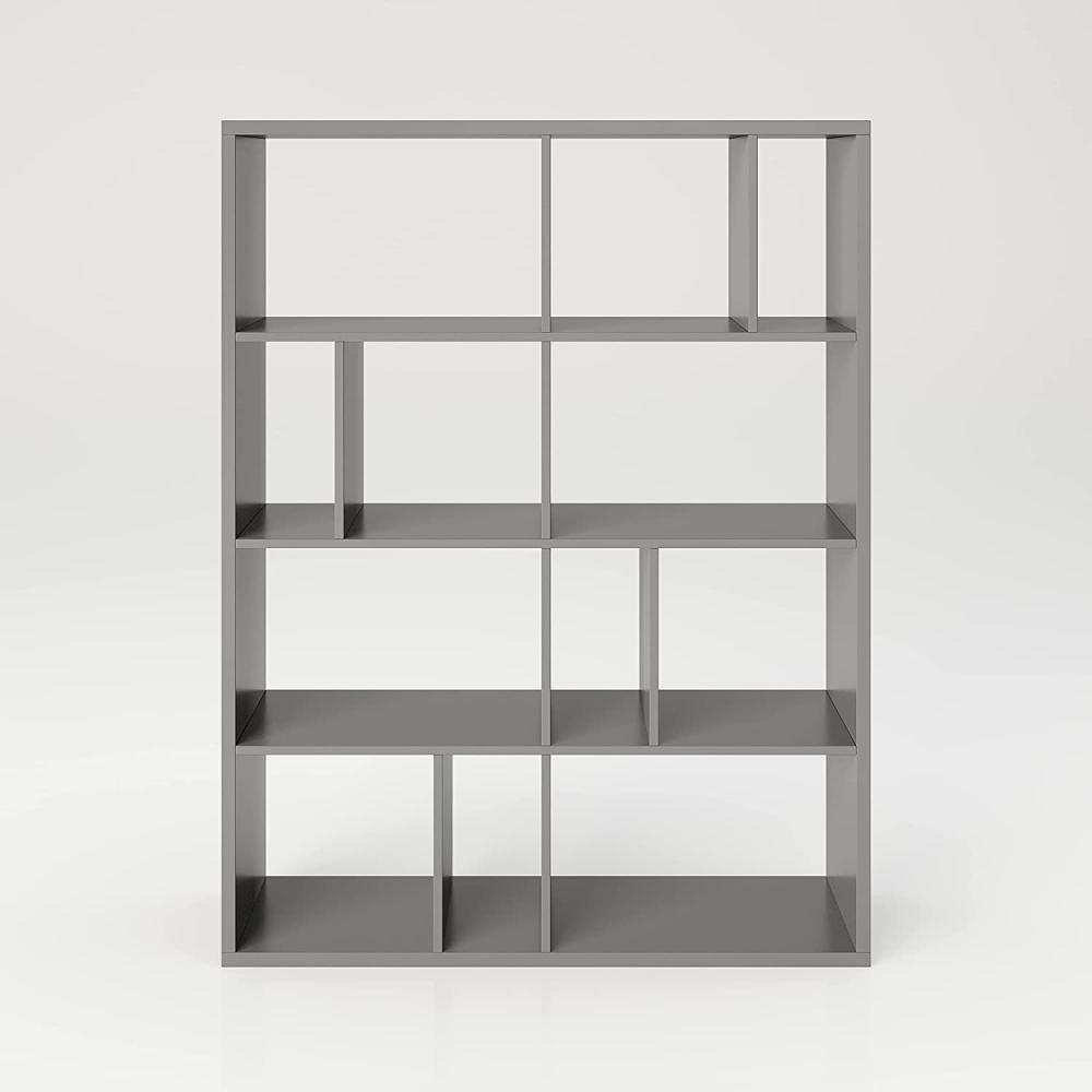 Fortuna - Bücherregal, Büroregal, Raumteiler mit 12 Fächern, asymmetrische Aufteilung: grau Bild 1
