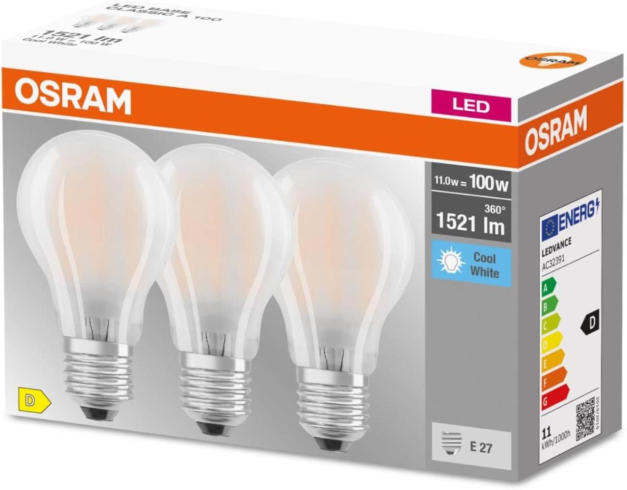 OSRAM LED BASE CLASSIC A Lampe matt (ex 100W) 11W / 4000K Kaltweiß E27 Bild 1