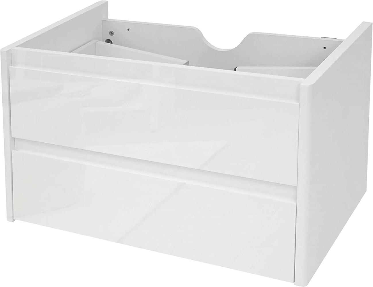 Waschbeckenunterschrank HWC-B19, Waschtischunterschrank Waschtisch Badezimmer, hochglanz Soft-Close 50x80cm ~ weiß Bild 1