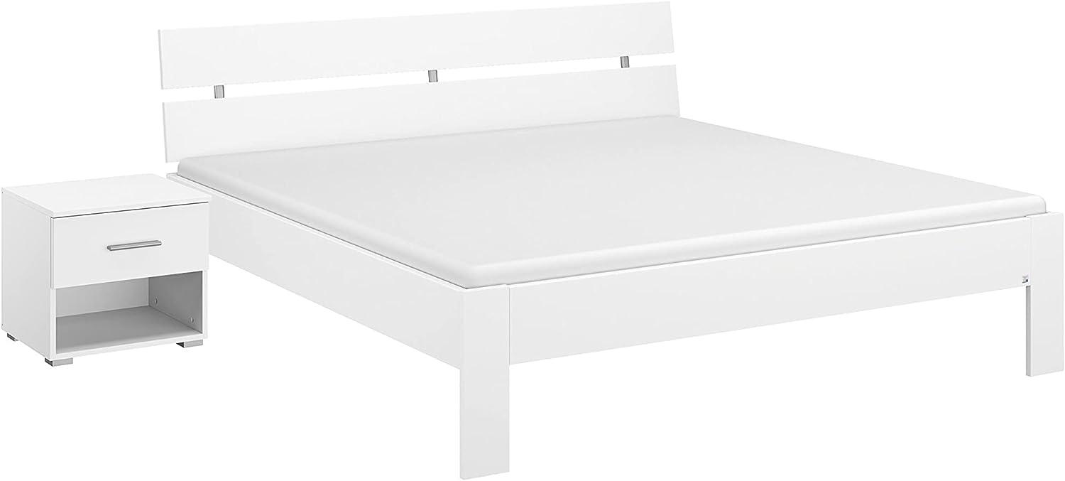 Rauch Möbel Ryba Bett Futonbett mit 1 Nachttisch in Weiß, Liegefläche 180x200 cm, Gesamtmaße BxHxT 232x88x215 cm Bild 1