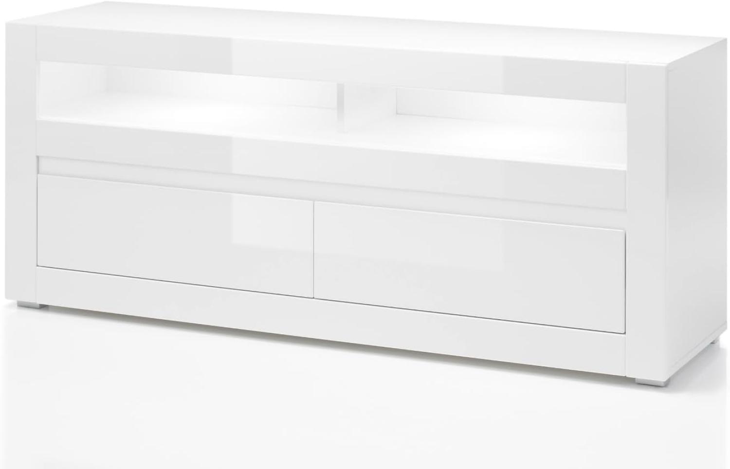 TV-Lowboard Nobile in Hochglanz weiß / Stone Design grau 150 x 63 cm Bild 1