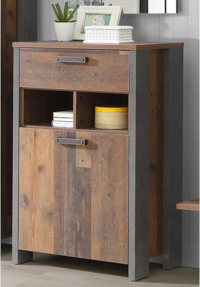 Schuhschrank >Celon< in Old Wood Vintage - 67x105,5x41,6cm (BxHxT) Bild 1