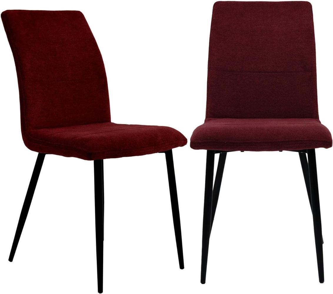 Moderne Esszimmerstühle mit Stoffbezug - bequeme Esstischstühle mit abgesteppter Vorderseite - gepolsterte Küchenstühle mit gebogener Rückenlehne für mehr Sitzkomfort Bordeaux 2 St. Bild 1