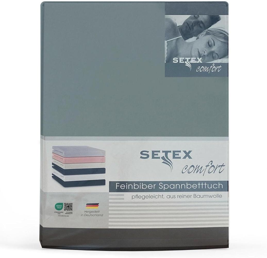 SETEX Feinbiber Spannbettlaken, 180 x 200 cm großes Spannbetttuch, 100 % Baumwolle, Bettlaken in Dunkel Jade Bild 1