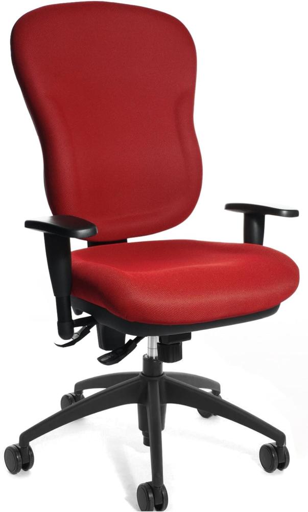 Topstar Wellpoint 30 SY, ergonomischer Bürostuhl, Schreibtischstuhl, Muldensitz, inkl. Armlehnen, Bezug rot Bild 1