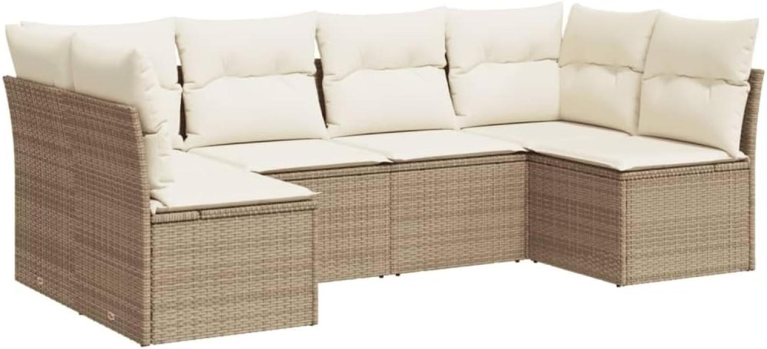 vidaXL 6-tlg. Garten-Sofagarnitur mit Kissen Beige Poly Rattan Bild 1