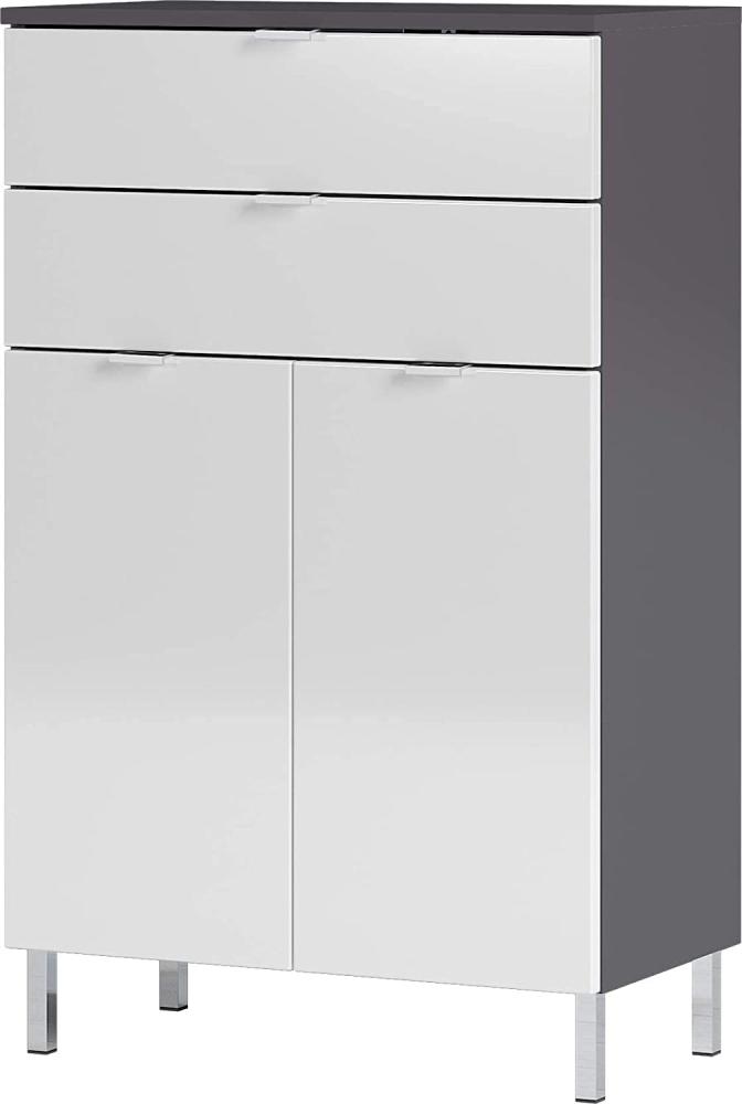 Germania Kommode 8531-569 GW-MAURESA, in graphit/weiß, Fronten in Hochglanz, zwei Schubkästen, 60x97x34 cm (BxHxT) Bild 1